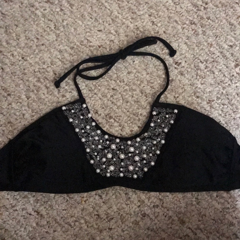 Black beaded bikini top